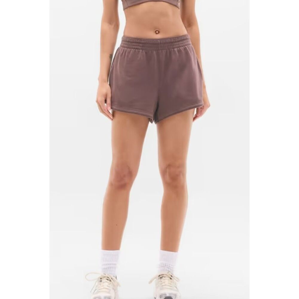 Athleta Airy Cotton Terry Shortie XXS Driftwood Brown Shorts NWT
